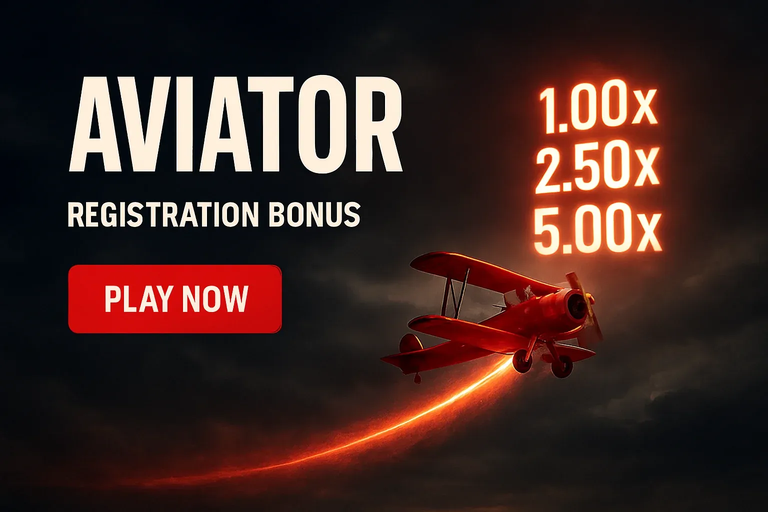 Aviator crash game banner with red plane and rising multipliers